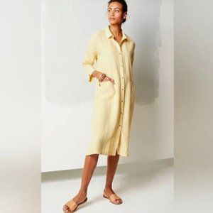 J. Jill 100% Linen Patch Pocket Yellow Shirtdress Small Petite